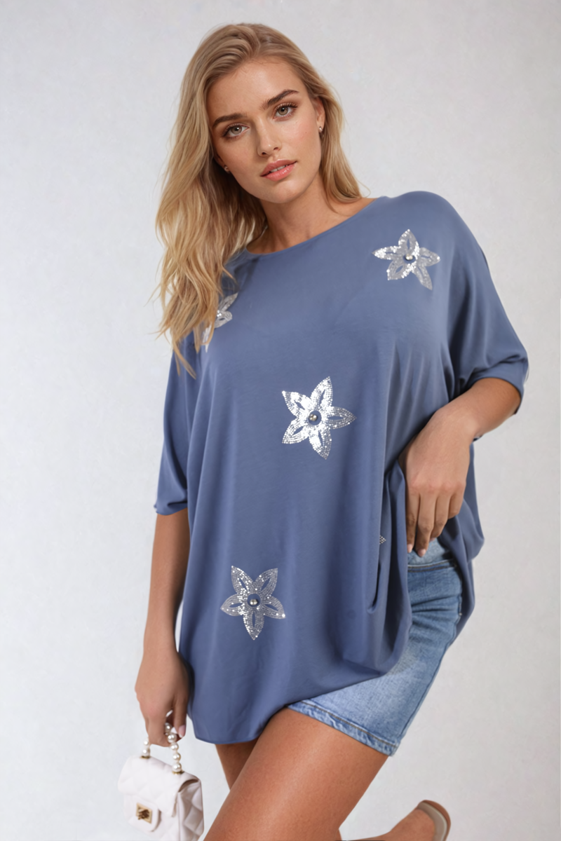 She Wears Glory™ Floral Print Oversized Top