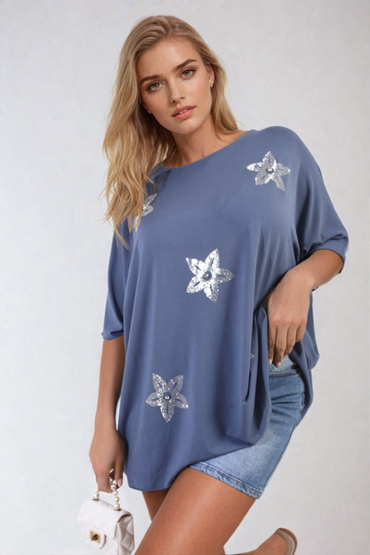 She Wears Glory™ Floral Print Oversized Top