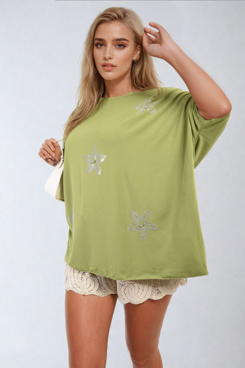 She Wears Glory™ Floral Print Oversized Top
