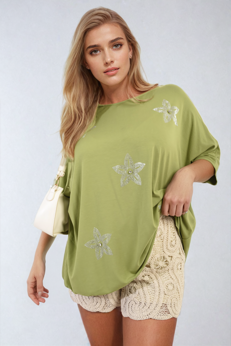 She Wears Glory™ Floral Print Oversized Top