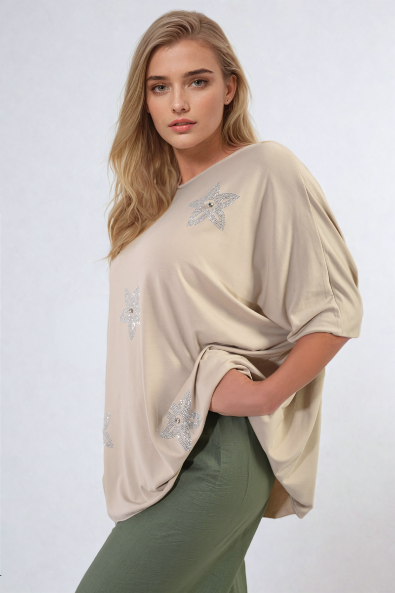 She Wears Glory™ Floral Print Oversized Top