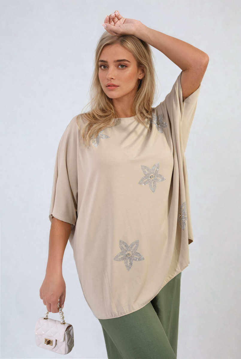 She Wears Glory™ Floral Print Oversized Top