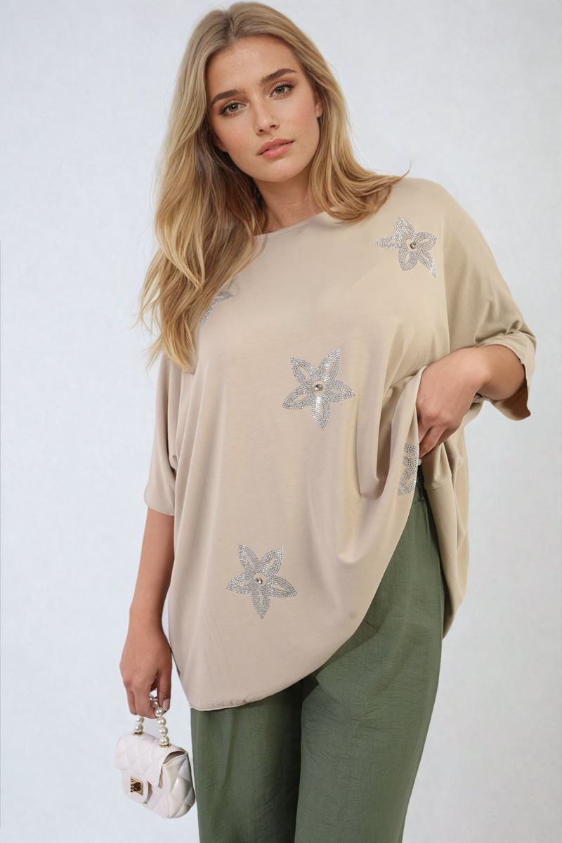 She Wears Glory™ Floral Print Oversized Top