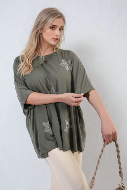 She Wears Glory™ Floral Print Oversized Top
