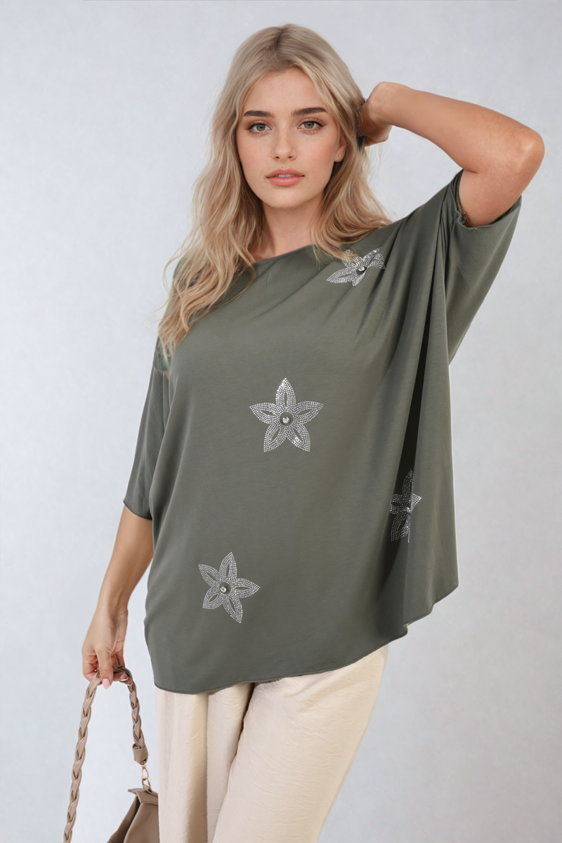 She Wears Glory™ Floral Print Oversized Top