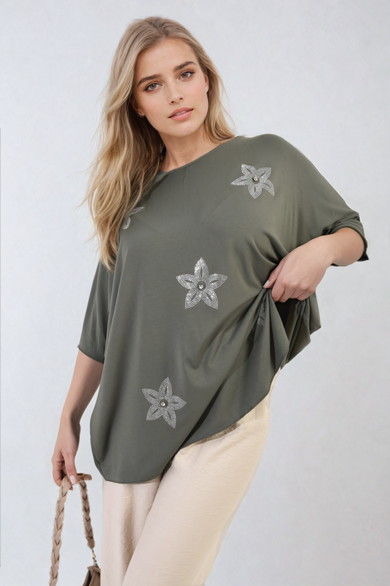 She Wears Glory™ Floral Print Oversized Top