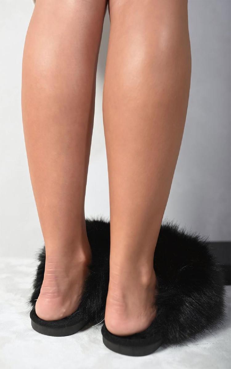 Fluffy Faux Fur Slippers - She Wears Glory Beverly Hills