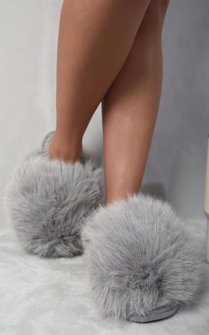 Fluffy Faux Fur Slippers - She Wears Glory Beverly Hills