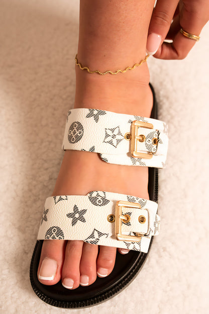 Double Buckle Slip On Sandals - She Wears Glory Beverly Hills
