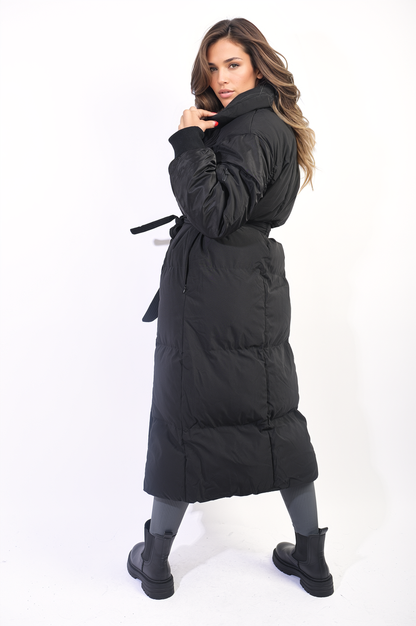 She Wears Glory™ Long Belted Puffer Coat