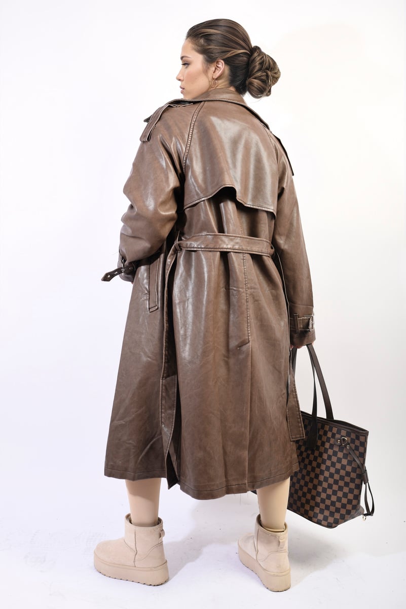 She Wears Glory™ Lapel Neck Belted Trench Coat Jacket - She Wears Glory Beverly Hills