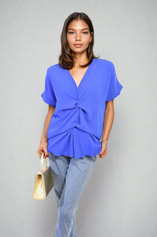 She Wears Glory™ V-Neck Twist Front Top