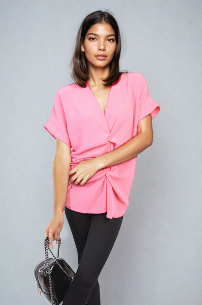 She Wears Glory™ V-Neck Twist Front Top