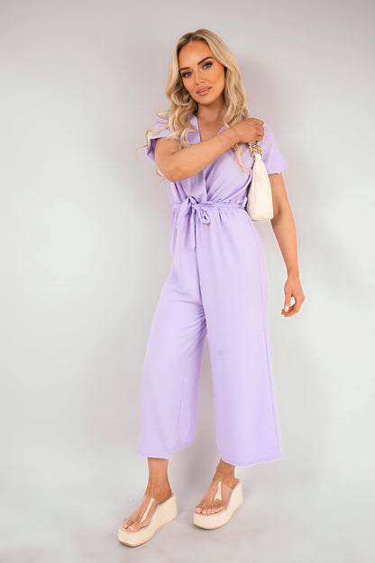 She Wears Glory™ Wrap Short Sleeve Wide Leg Jumpsuit with Tie Waist