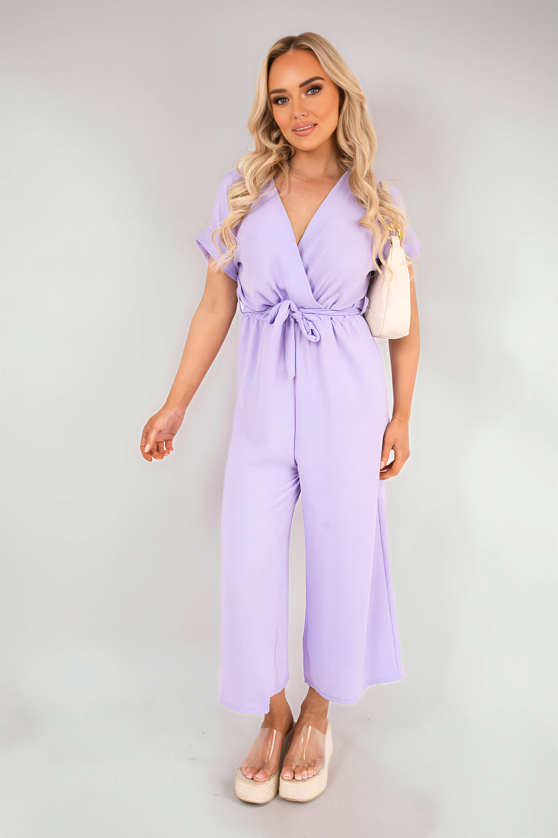 She Wears Glory™ Wrap Short Sleeve Wide Leg Jumpsuit with Tie Waist