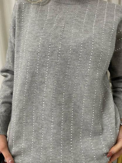 Diamante Stripe Knitted Jumper - She Wears Glory Beverly Hills