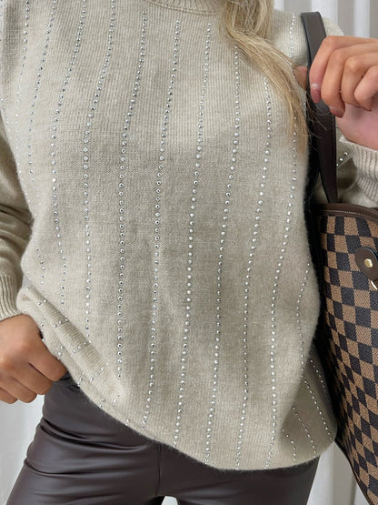 Diamante Stripe Knitted Jumper - She Wears Glory Beverly Hills