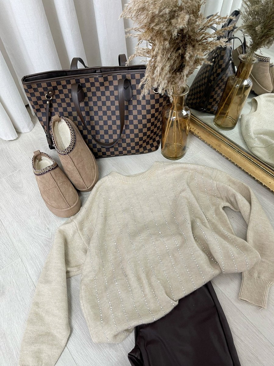 Diamante Stripe Knitted Jumper - She Wears Glory Beverly Hills