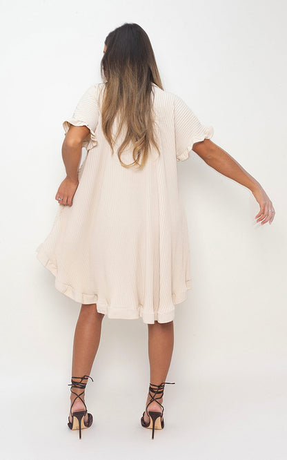 She Wears Glory™ Button Down Oversized Ruffle Short Sleeve Mini Dress