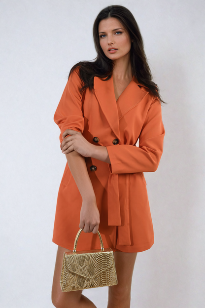 She Wears Glory™ Oversized Waist Tie Button Detail Blazer Jacket