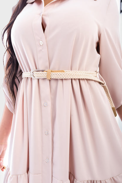 Belted Button Down Tiered Maxi Dress - She Wears Glory Beverly Hills