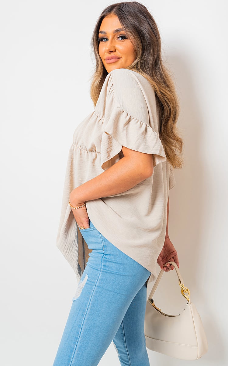She Wears Glory™ Button Down Pleated Frill Tops