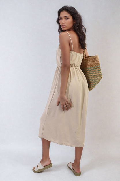 She Wears Glory™ Button Front Strappy Midi Dress