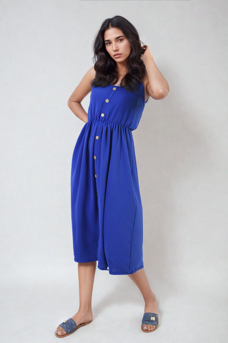 She Wears Glory™ Button Front Strappy Midi Dress