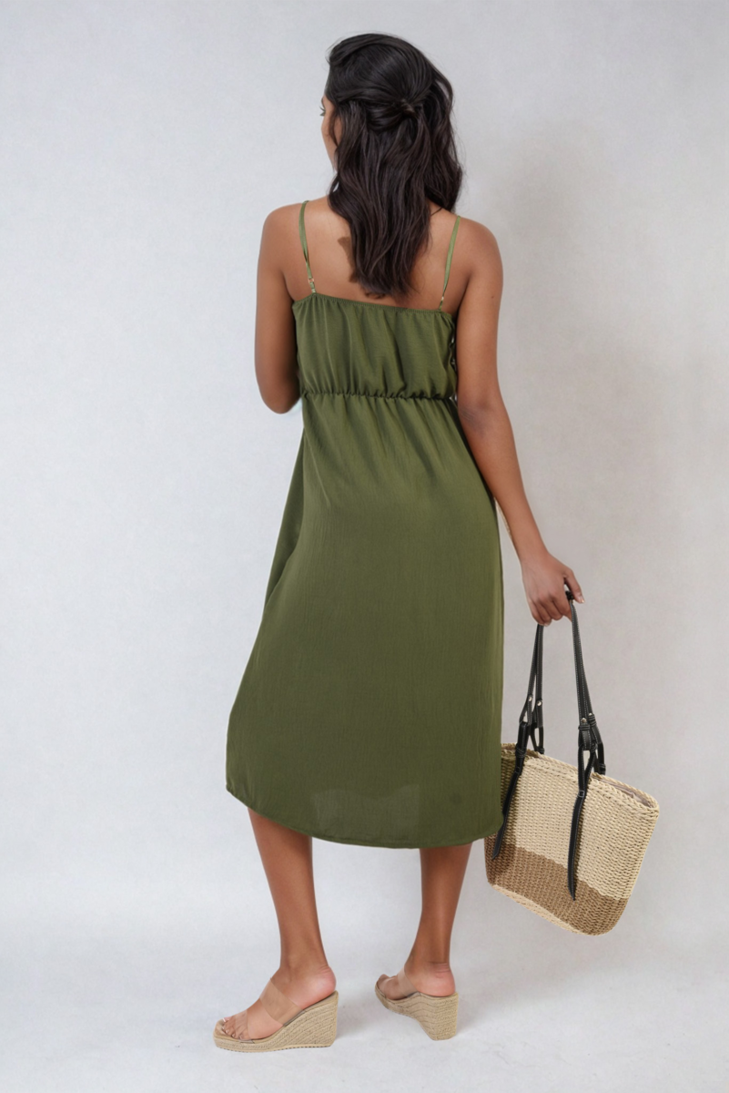 She Wears Glory™ Button Front Strappy Midi Dress