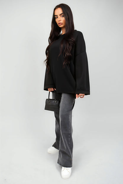 Oversized Long Sleeve Sweatshirt Top - She Wears Glory Beverly Hills