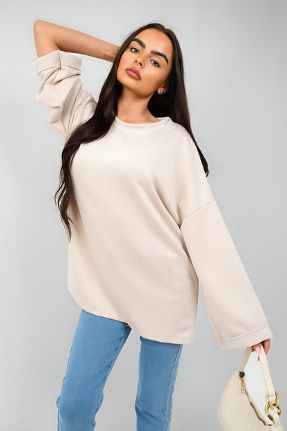 Oversized Long Sleeve Sweatshirt Top - She Wears Glory Beverly Hills