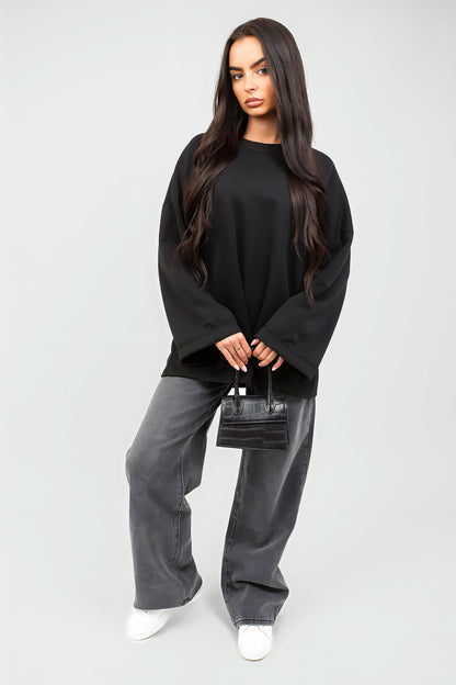 Oversized Long Sleeve Sweatshirt Top - She Wears Glory Beverly Hills