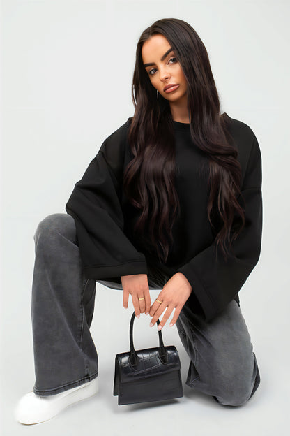 Oversized Long Sleeve Sweatshirt Top - She Wears Glory Beverly Hills