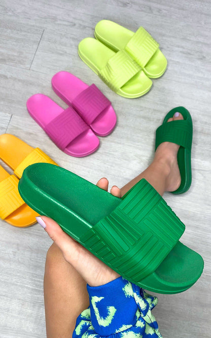 She Wears Glory™ Faux Leather Slip On Sliders