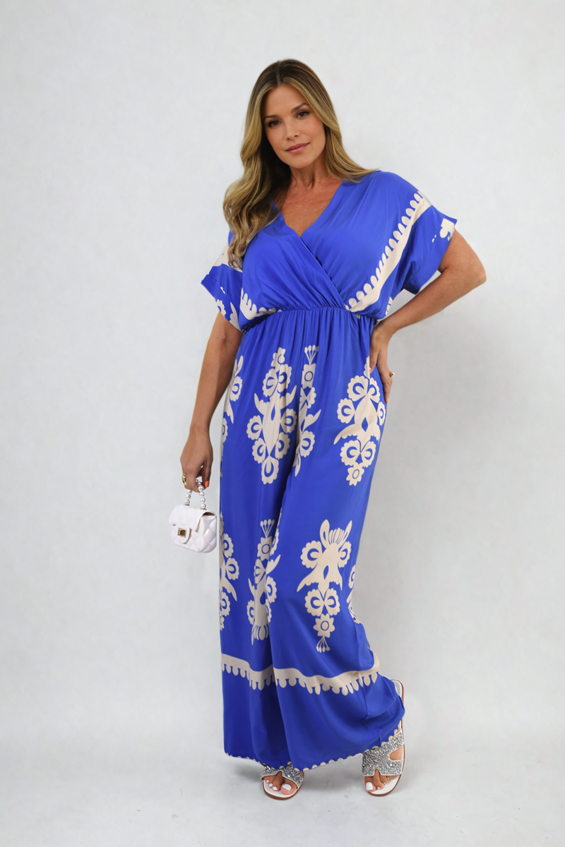 She Wears Glory™ Printed Cross Front Wide Leg Jumpsuit