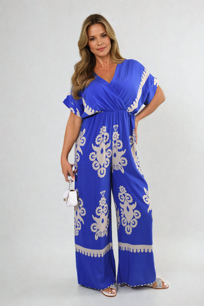 She Wears Glory™ Printed Cross Front Wide Leg Jumpsuit