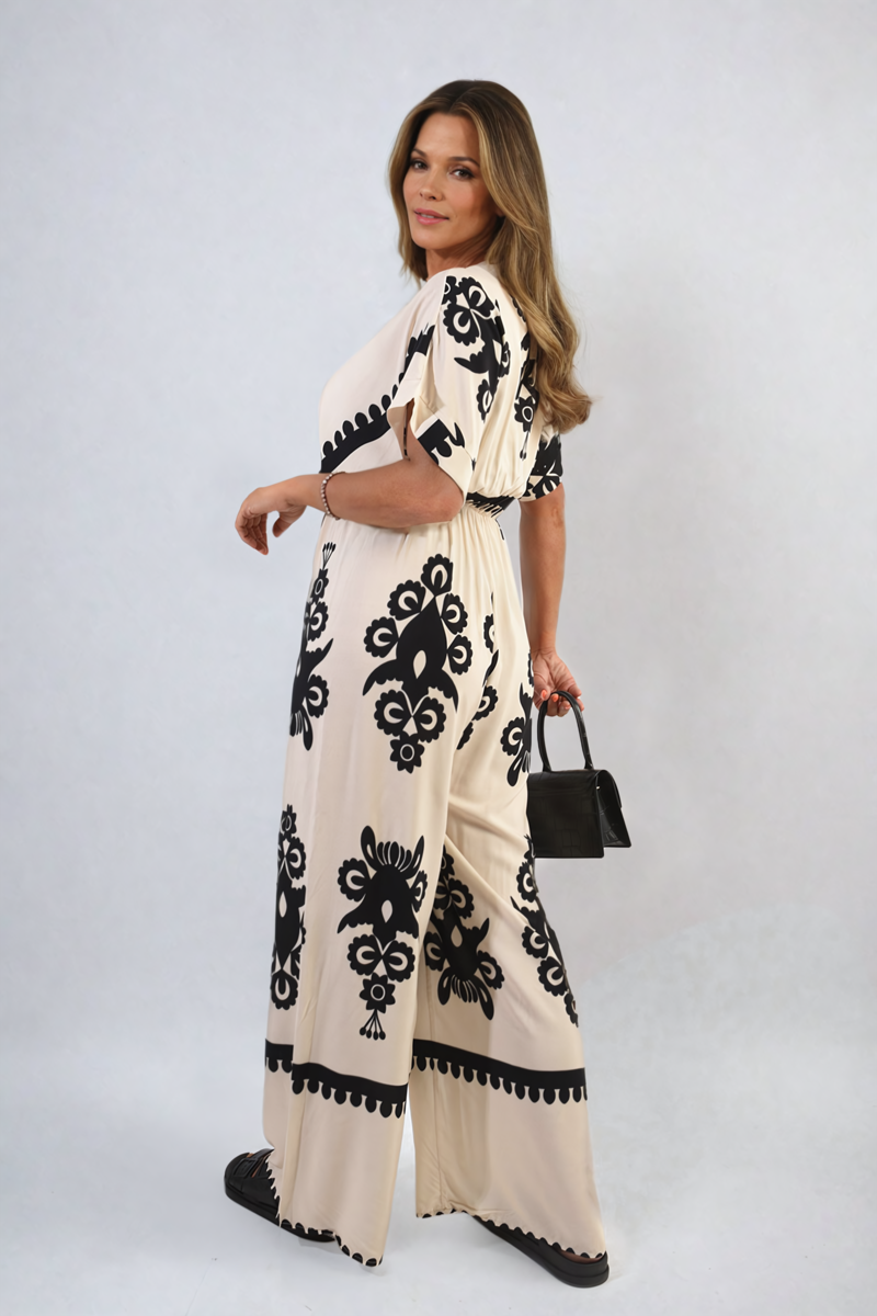 She Wears Glory™ Printed Cross Front Wide Leg Jumpsuit