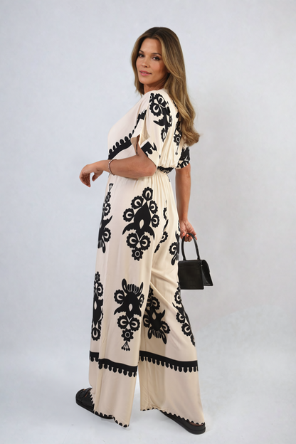 She Wears Glory™ Printed Cross Front Wide Leg Jumpsuit