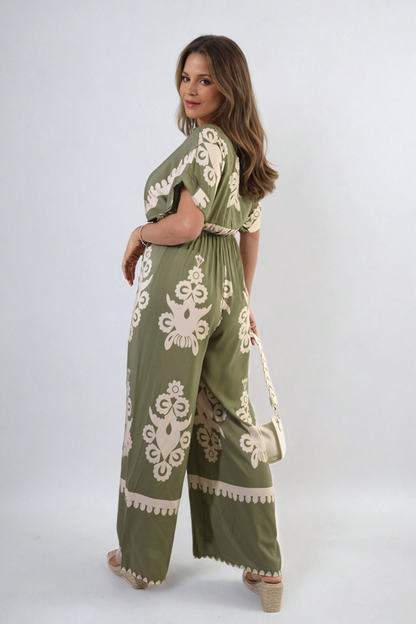 She Wears Glory™ Printed Cross Front Wide Leg Jumpsuit