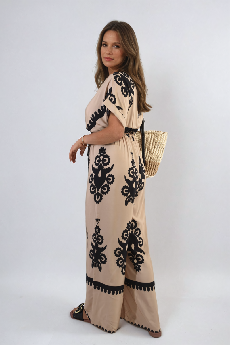 She Wears Glory™ Printed Cross Front Wide Leg Jumpsuit