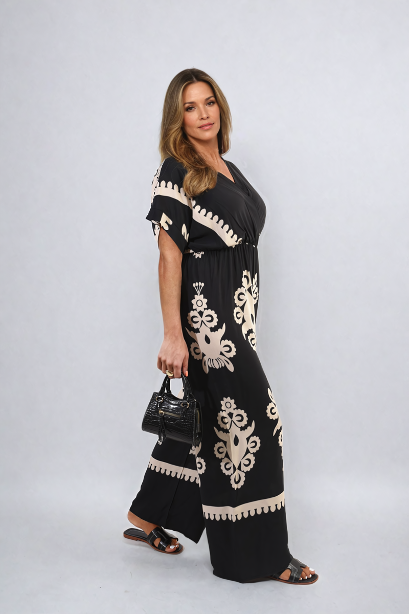 She Wears Glory™ Printed Cross Front Wide Leg Jumpsuit
