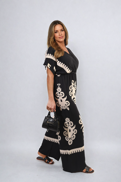 She Wears Glory™ Printed Cross Front Wide Leg Jumpsuit
