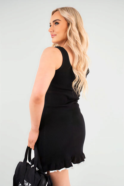 Contrast Flared Hem Sleeveless Summer Mini Dress - She Wears Glory Beverly Hills