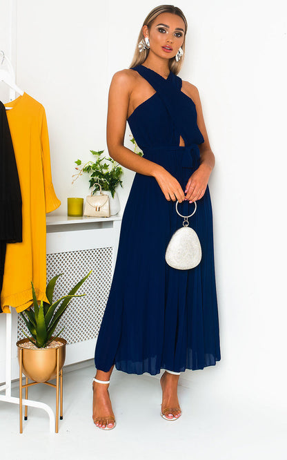 She Wears Glory™ Pleated Crossover Maxi Dress
