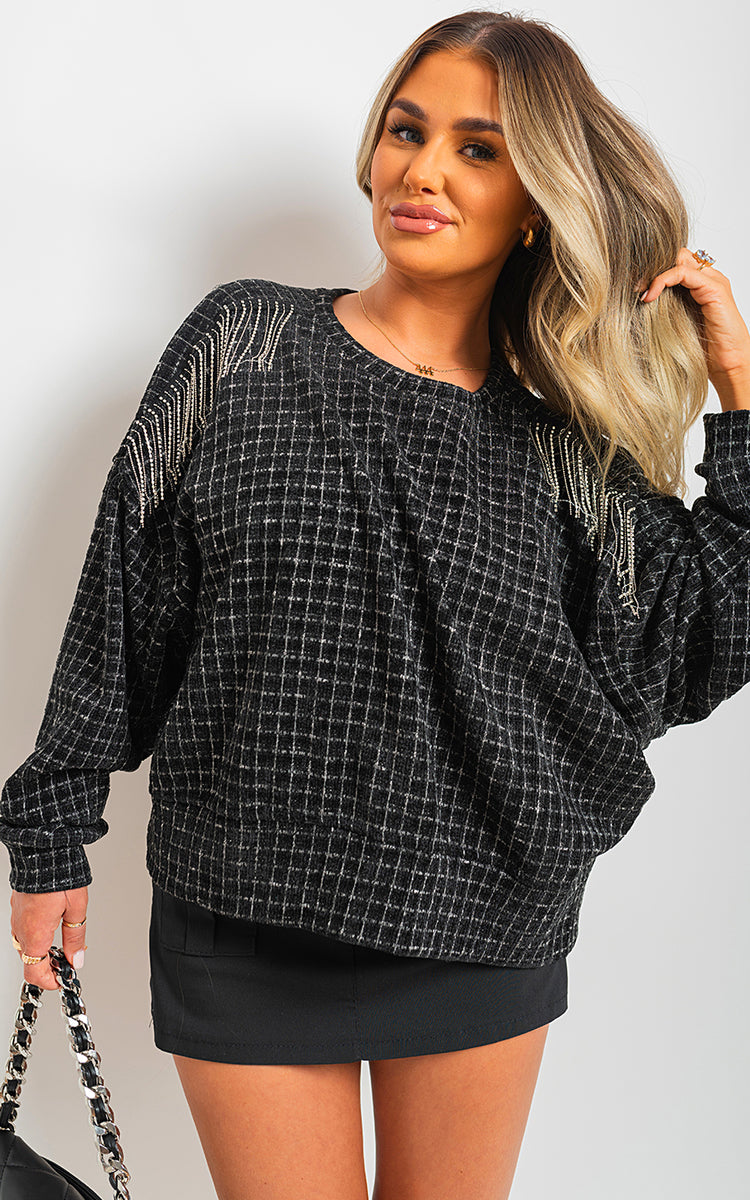 She Wears Glory™ Long Sleeve Knitted Jumper with Tassel Detail