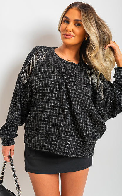 She Wears Glory™ Long Sleeve Knitted Jumper with Tassel Detail