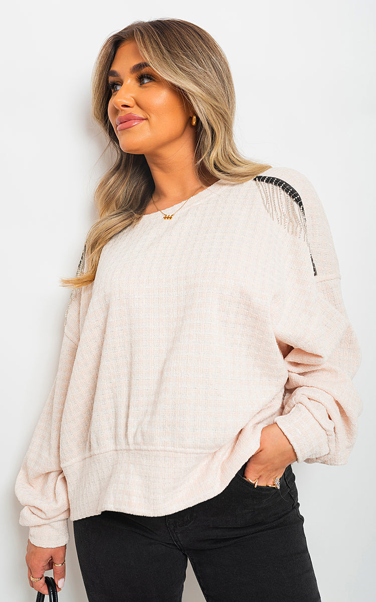 She Wears Glory™ Long Sleeve Knitted Jumper with Tassel Detail