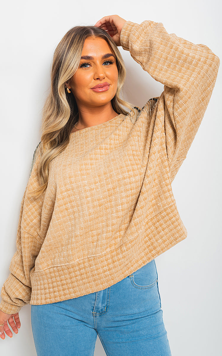 She Wears Glory™ Long Sleeve Knitted Jumper with Tassel Detail