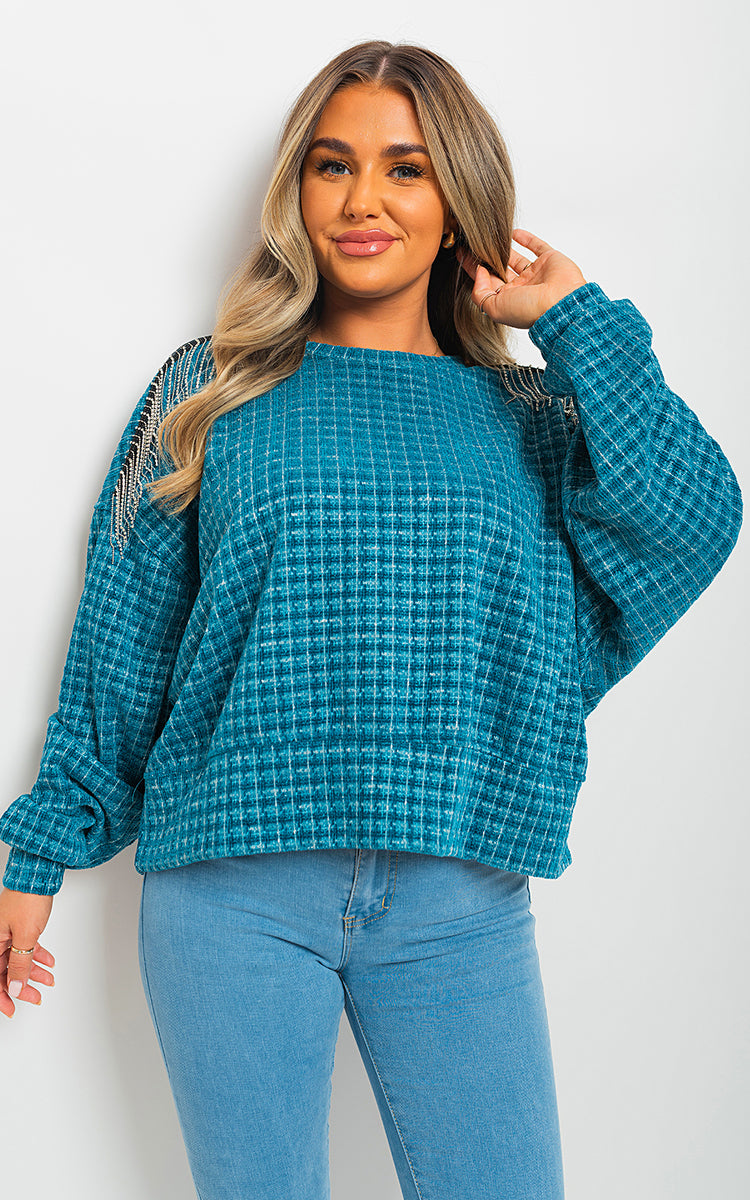 She Wears Glory™ Long Sleeve Knitted Jumper with Tassel Detail