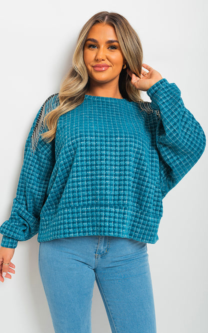She Wears Glory™ Long Sleeve Knitted Jumper with Tassel Detail